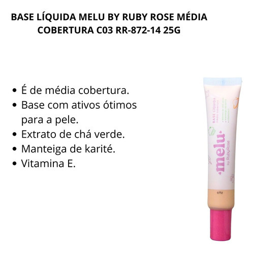 Base de maquiagem Ruby Rose Base Liquida 648206 Base Liquida Melu