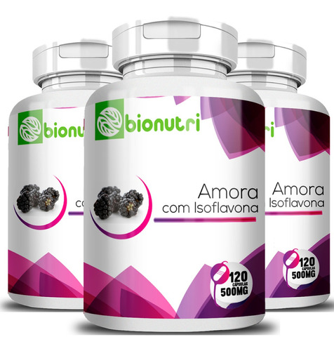 Kit 3 Amora Miúra Com Isoflavona 120 Cápsulas - Bionutri Sabor Sem Sabor