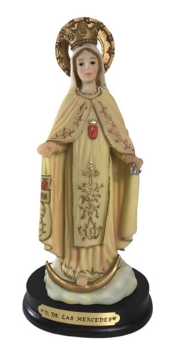 Virgen De Las Mercedes Barroco Poliresina Alto23cm  10x8cm  