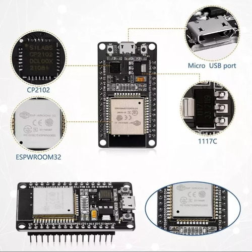 Módulo Esp32 Cp2102 Wifi + Bluetooth 4.2 Ble Nodemcu Con Cable Usb Juego De 3 Piezas