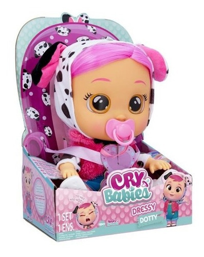 Boneca Cry Babies Dressy Dotty Multikids Br1872 Cabelo Rosa