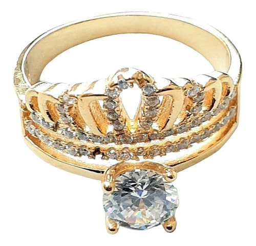 Anillo Plata 925 Dorado Corona Micro Pave Anpl135 Italy