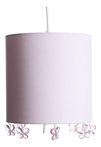 Lustre Tubular Borboleta Rosa Quarto Bebê Infantil Menina