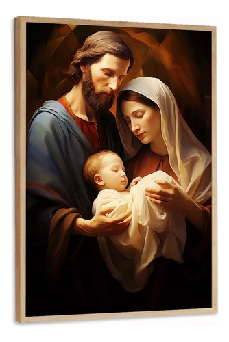 Quadro Decorativo Jesus Maria Jose Religiao Familia Moldura