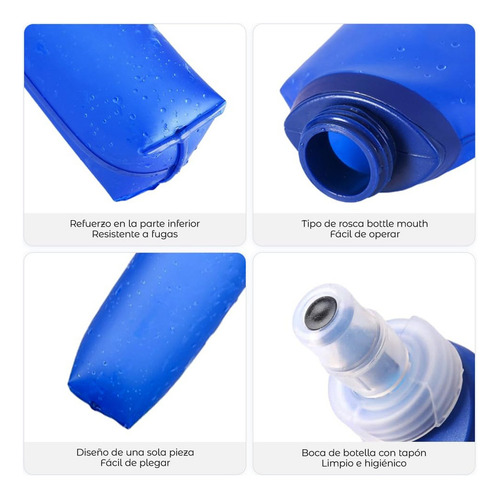 2 Botellas De Agua Blandas, Soft Flask Plegable 250ml