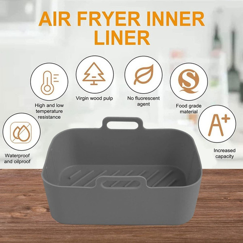 Olla De Silicona For Freidora Ninja Dual Air, 7 Piezas, Gri