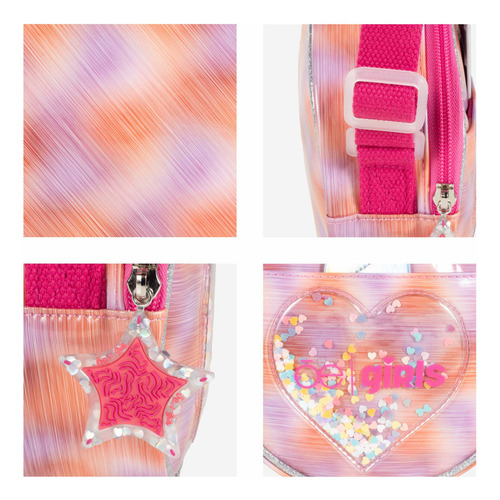 Bolsa Crossbody Cloe Para Niña Circular Material Mica Color Naranja