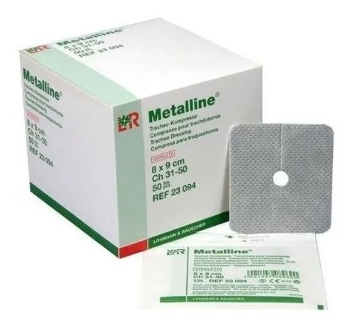 Caixa C/50 Curativo Absorvente Metalline Traqueostomia 8 Cm
