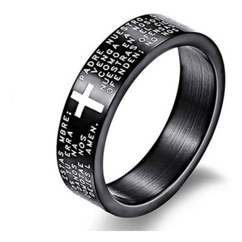 Anillo Titanio Cruz Padre Nuestro Para Mujer Y Hombre 