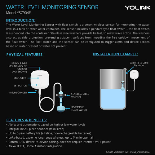 Sensor Inteligente De Nivel De Agua Inalámbrico Con Alarma