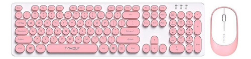 Teclado Y Mouse Inalámbrico T-wolf Tf770 Hermoso Diseño Rosa