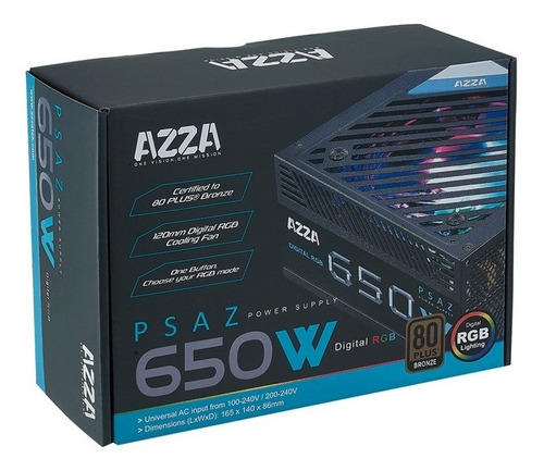Fuente De Poder Para Cpu Azza 650w Rgb Certificada Bronze