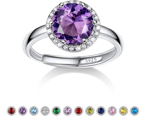 925 Sterling Silver Birthstone Rings For Women Girls With Cl