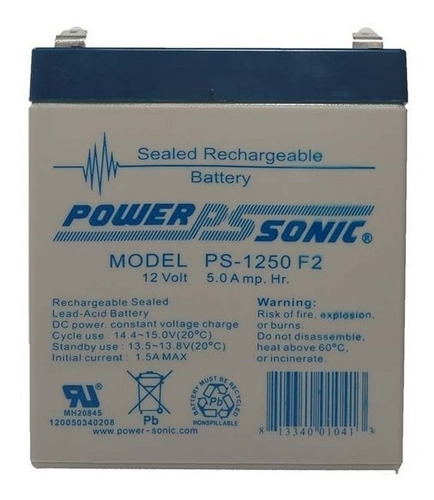 Batería Sellada Ps-1250 F2  Powersonic 12v5.0ah