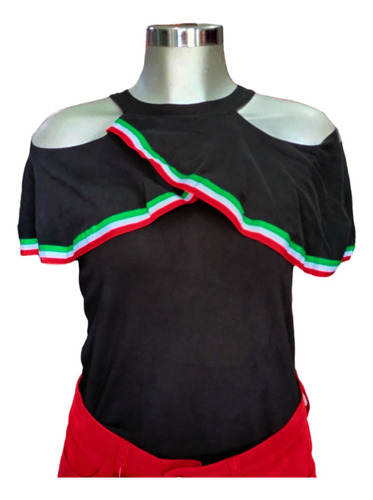 Colorida Blusa Mexicana Estilo Moderno Cruzado Patrio B998