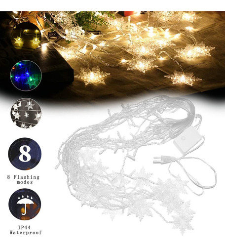 Decoración De Copo De Nieve Led De Luz De Navidad 3.5m Blanc
