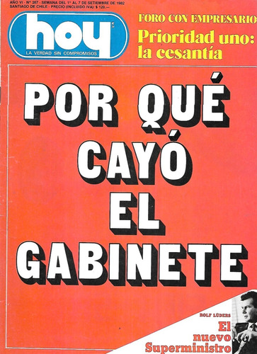 Revista Hoy 267 / 7 Septiembre 1982 / Por Qué Cayó Gabinete