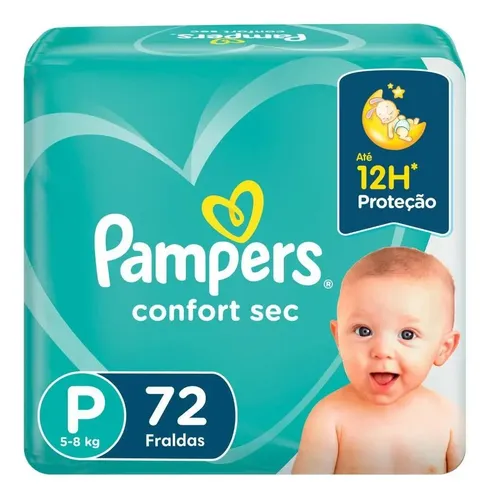 Fralda Descartável Infantil Pampers Confort Sec P Pacote 72 Unidades Leve Mais Pague Menos Sem Gênero