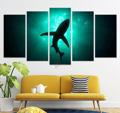 Políptico Tiburones Mar Ctb16 Canvas Grueso 200x105