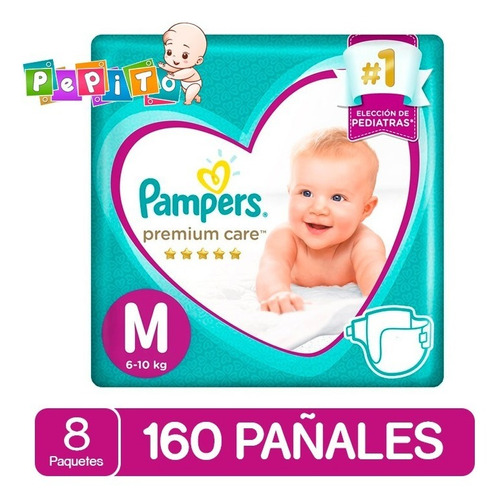 Pañales Pampers Premium Care Tallas M G Xg Xxg Tamaño Mediano (M) 160 unidades