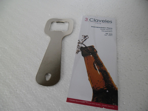 Imagen 2 de 5 de Destapador De Botellas 3 Claveles Plano Niquelado