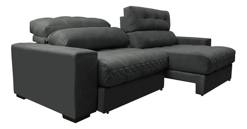 Sofá Retrátil e Reclinável com Molas Ensacadas Cama inBox Master 2,12m Tecido Suede Cinza