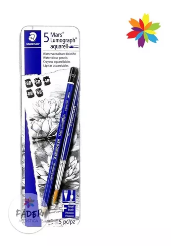 LAPICES STAEDTLER LUMOGRAPH ACUAREABLES - CAJA METÁLICA X 5 -  papeleriacolorama