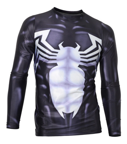 Imagen 1 de 5 de Playeras Licra Deportiva Venom Spiderman Marvel Fitness