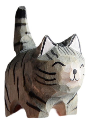 Estatua De Gato Figurado De Madera Sin Agujero Colgante