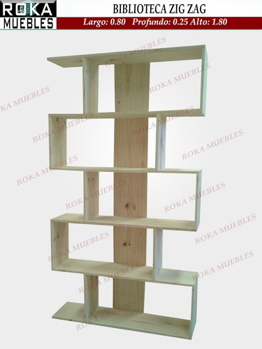 Imagen 1 de 4 de Biblioteca Escalera Zig Zag 80x25x180 Pino Roka Muebles
