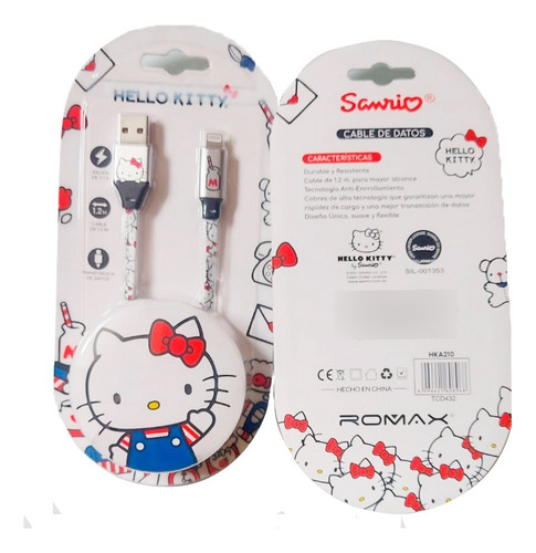 Cable Transferencia De Datos Antienrrollamiento Hello Kitty