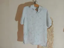 Comprar Camisa Manga Corta Celeste Floreada Con Hombreras Talle L