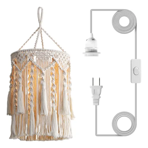 Lámpara Colgante Bohemia Hecha A Mano De Macramé Décor