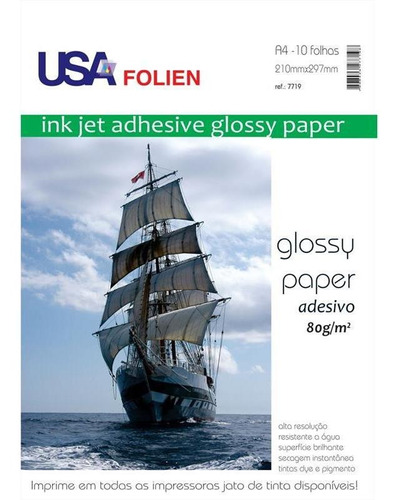 Papel Fotografico Inkjet A4 Glossy Adesivo 80g