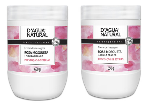 Kit 2 Unid Creme Massagem Rosa Mosqueta 650g Dagua Natural