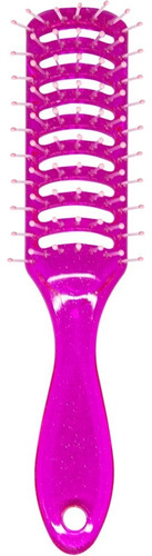 Escova Retangular Vazada Com Glitter Outubro Rosa Ref 9016