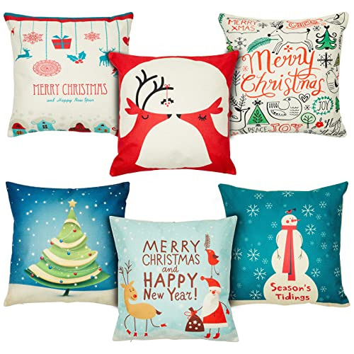 Fundas De Almohada Rústicas De Feliz Navidad (45 X 45 ...