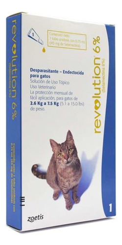 Pipeta Para Gatos Revolution 6% 0,75 Ml 2,6 A 7 Kg