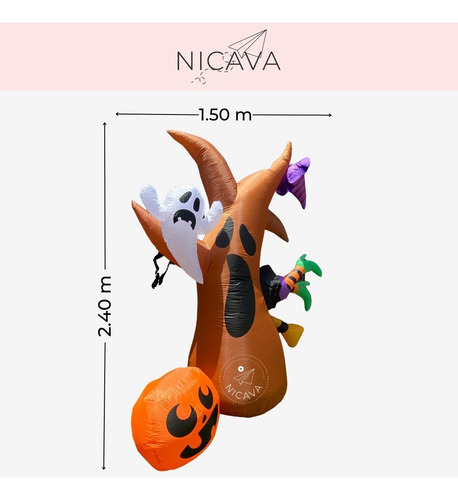Inflable De Halloween Exterior Árbol Terrorifico Alto 2.40m