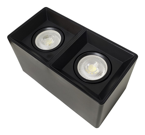 Plafon Spot Liso Cuadrado Negro P/2 Dicro Led Macroled