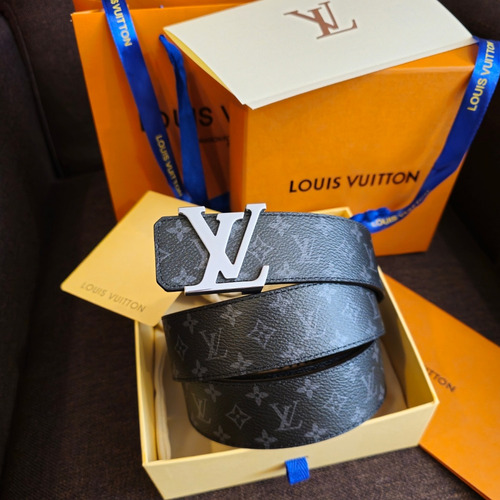Cinturón Louis Vuitton Plata Monograma Gris Reversible Cafe