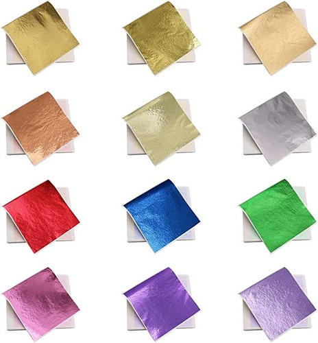 Kinno - 12 Colores Imitación Oro Hojas De Papel Multicolor.