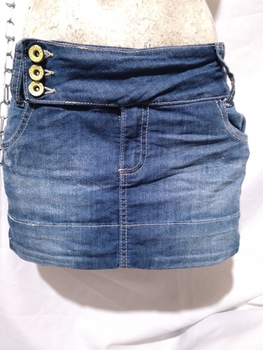 Sexy Mini Falda Mezclilla Deslavada Sfera Denim Detalle 