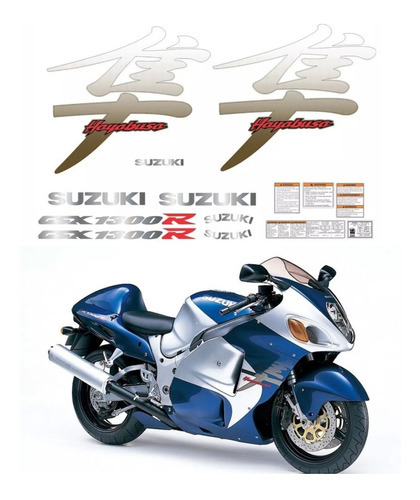 Kit Adesivo Emblema Gsx 1300r Hayabusa 2001 Azul Cor PADRÃO