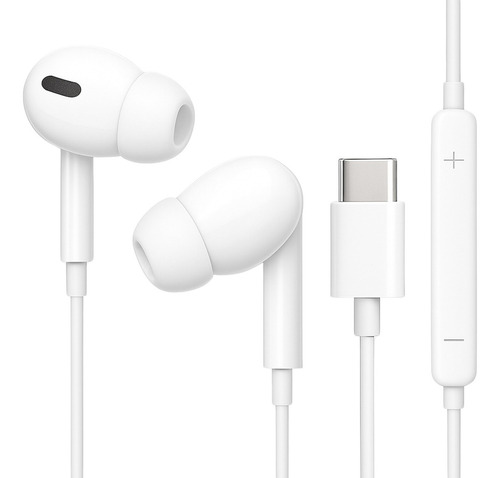 Fone De Ouvido Intra Auricular Som Qualidade Com Fio Tipo C Cor Branco