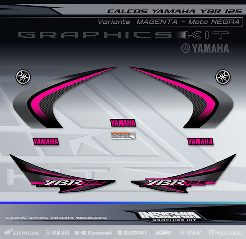 Calcos Yamaha Ybr 125 -variante Magenta - Insignia Calcos