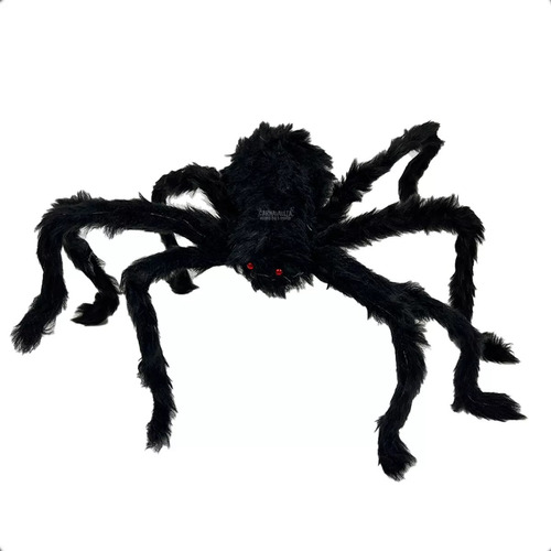 Araña Negra Peluda Gigante 50cm Halloween Tarántula Decoración Telaraña