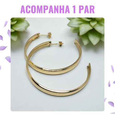 Brinco Argola Grande Gabs Folheados Ouro 5.5cm Dourado