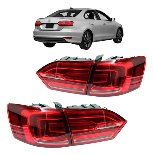Kit Lanterna Traseira Jetta 2011 12 13 2014 Com Led 4 Peças