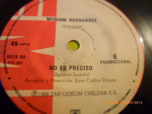 Vinilo Single De Myriam Hernandez -- No Es Preciso ( S14 (Usado)